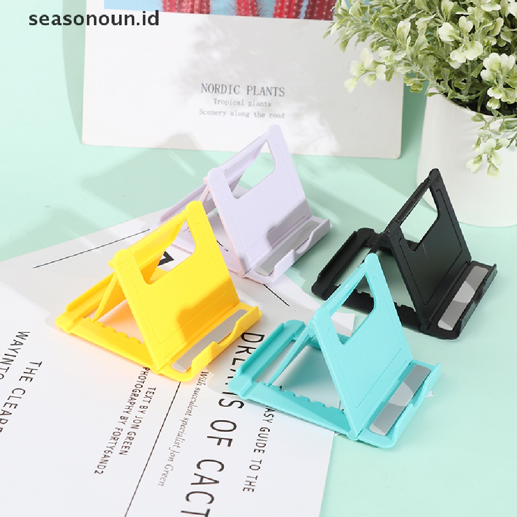 Seasonoun Phone Holder Desk Stand Handphone Tripod Dudukan Telepon Meja Lipat Plastik.