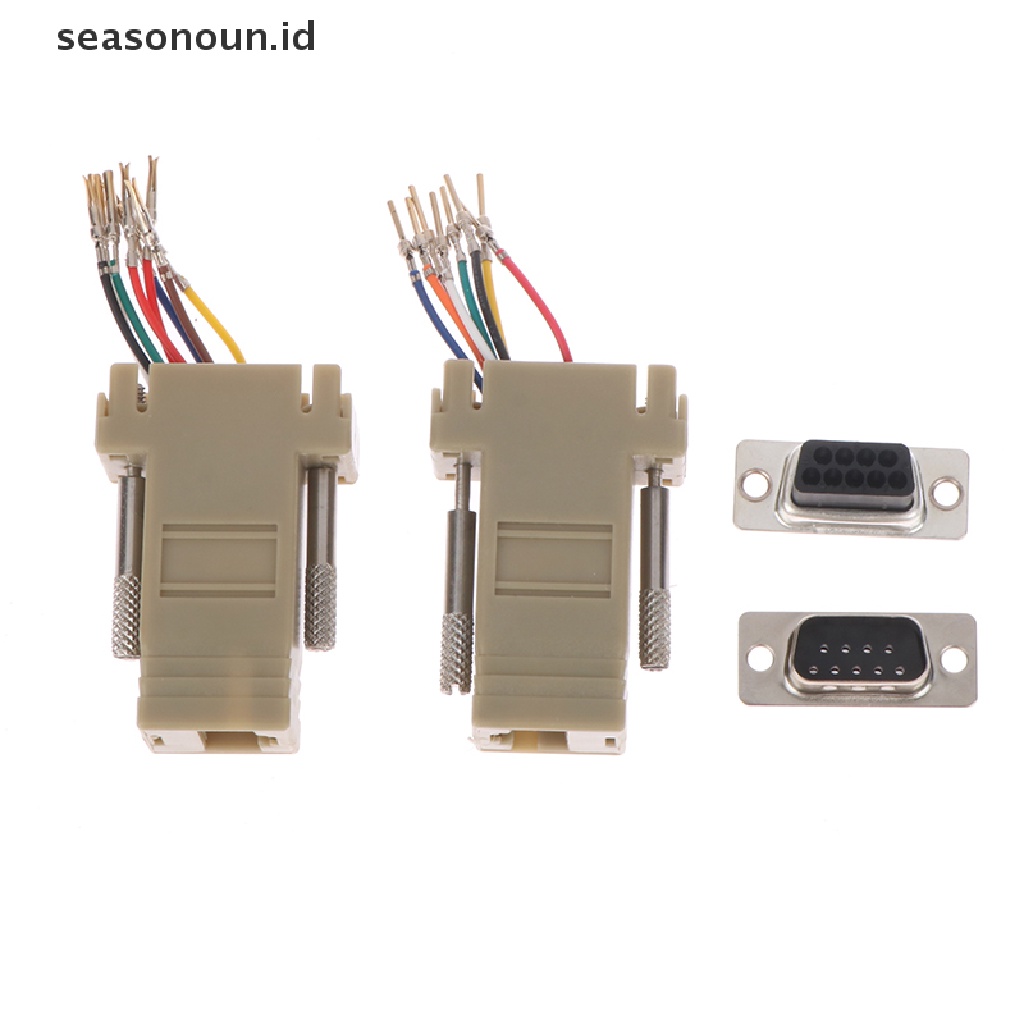 Seasonoun Konektor Adapter 9pin DB9 RS232 Male Female To RJ45 DB9 Untuk Komputer.