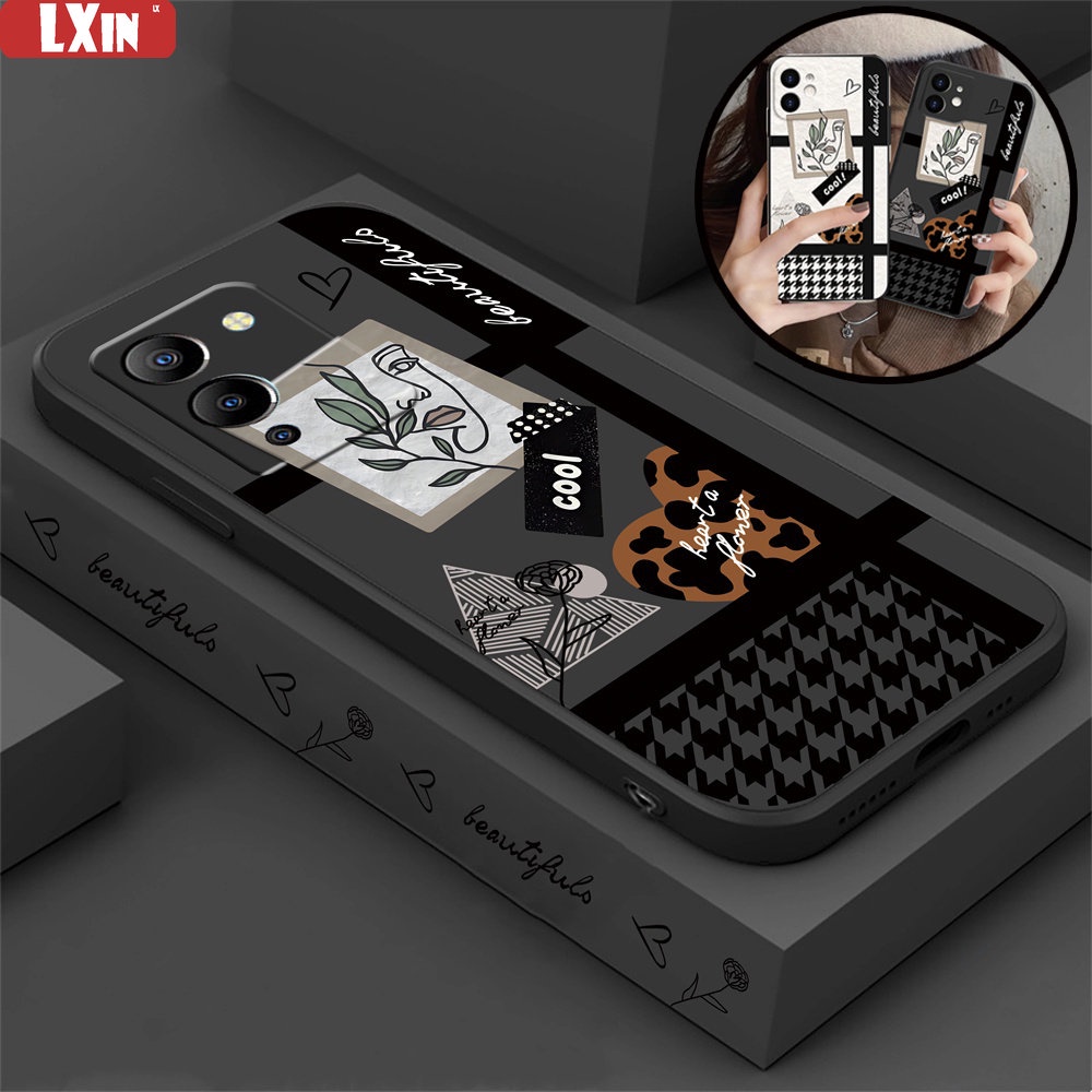 Soft Case Infinix Note12 G96 Hot 20S Note 11smart 6smart 5panas 11S NFC Hot 11play 12 10Play 9mainkan Panas 10S Hot 10T Motif Leopard Hati Dan Houndstooth Kreatif TPU Cover