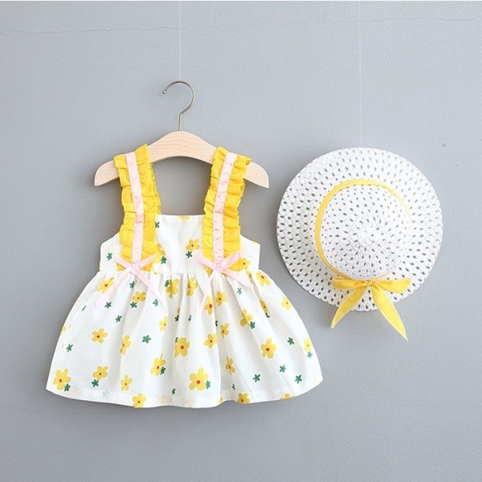Gaun Anak 6-36Bln Dress Topi Anak Kualitas Gaun Bayi Pesta Anak Bayi F6 - 6-9 Bln Y4T1 Termurah Term