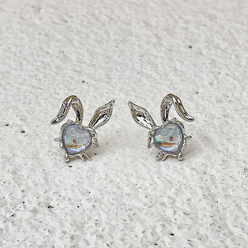 Anting Pejantan Kelinci Fashion Perempuan Moonstone Stud Earrings