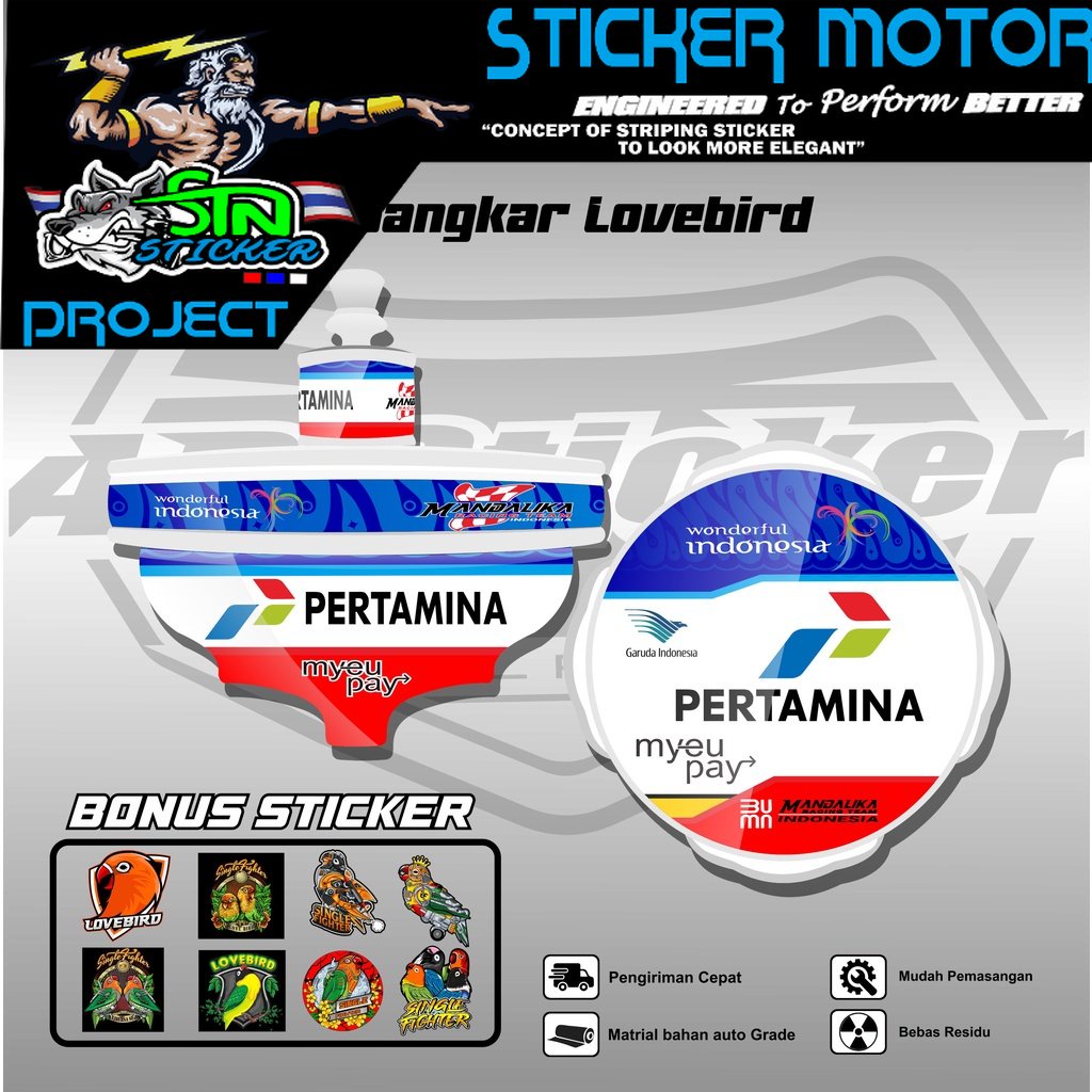 Stiker Tebok Lovebird Motif Mandalika - Sticker Decal Sangkar Burung Love bird Tipe BATMAN AR-003