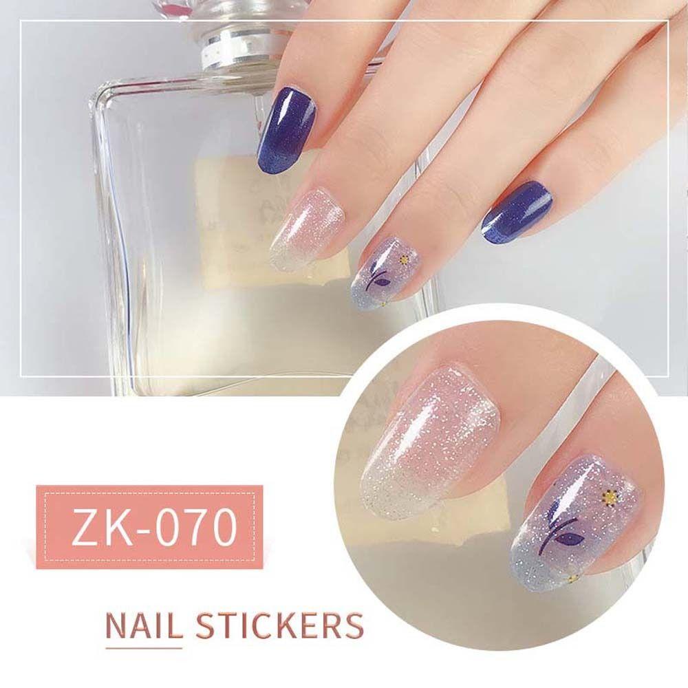 AUGUSTINA Agustina Bunga Stiker Kuku Wanita Full Cover Nail Tips Daun Daisy Nail Art Dekorasi