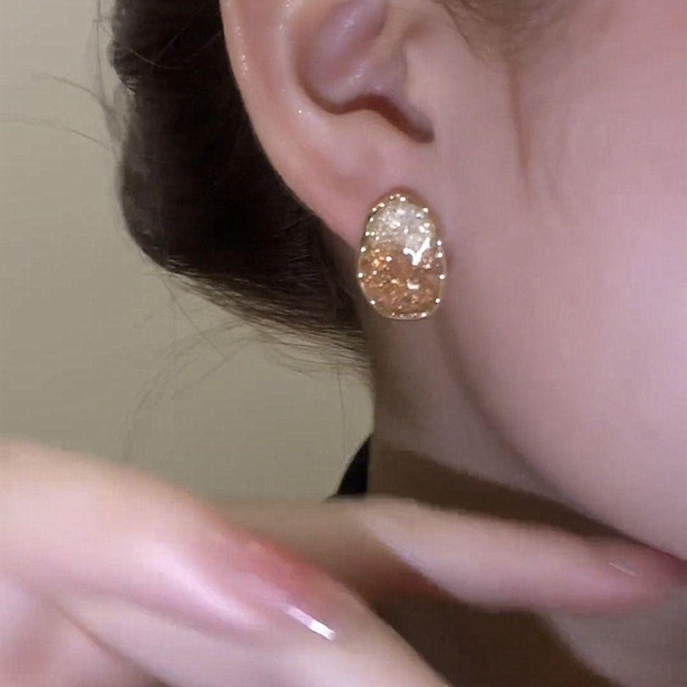 Mxbeauty Wanita Gradien Anting Indah Halus Trendi Fashion Perhiasan Gadis Hadiah Logam Berlian Imitasi Gaya Korea Earrings