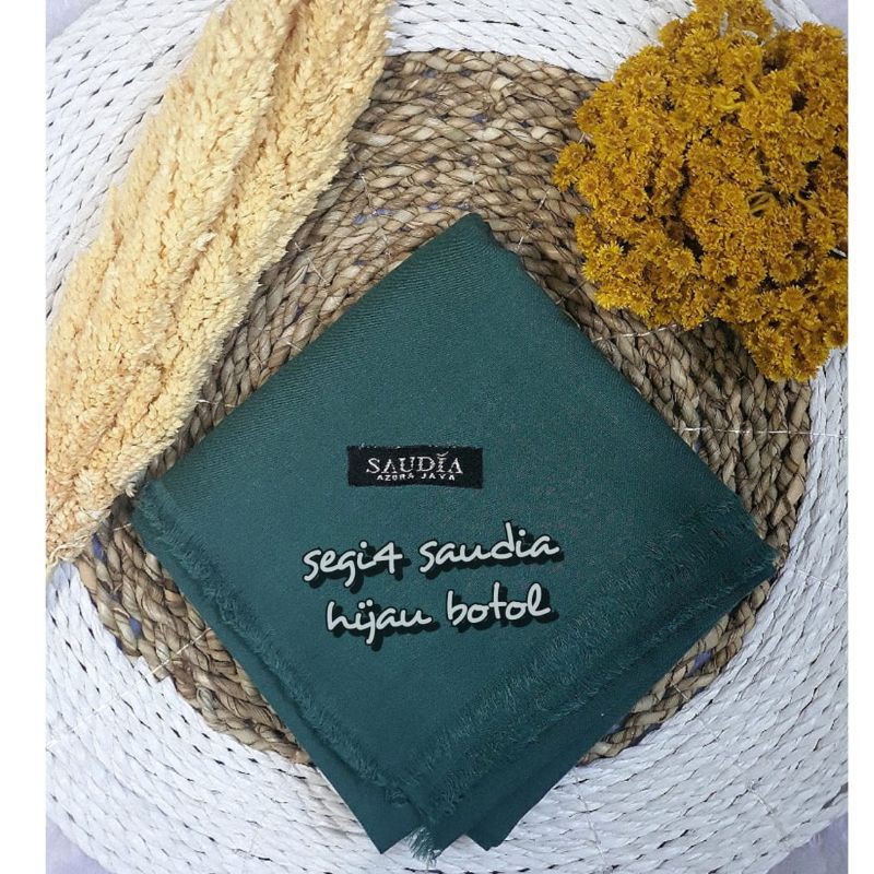 hijab segiempat saudia rawis size 115x115/hijab kerudung segimpat saudia rawis warna hijau botol