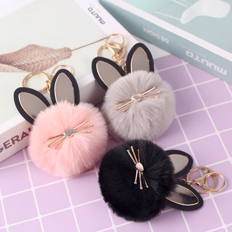 Fashion Lucu Kartun Gantungan Kunci Owl Lembut Pompom Hewan Ekor Rambut Bola Mobil Keychain Wanita Aksesoris Tas Mobil Gantungan Kunci Hadiah Ibu