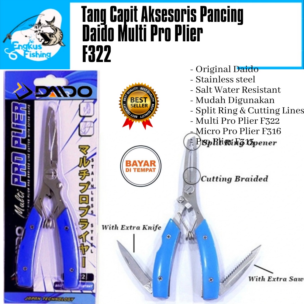 Tang Capit Aksesoris Pancing Daido Multi Pro Plier F315 ,F316 &amp; F322 Salt Water Resistant Murah - Engkus Fishing