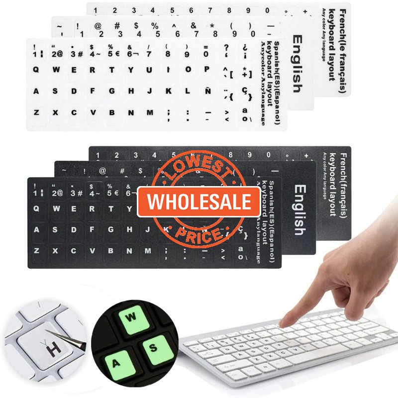 [Harga Grosir] Stiker Label Keyboard Tahan Debu Tahan Lama/Stiker Keyboard Luminous Huruf Inggris Rusia/Cover Stiker Untuk Laptop Notebook Komputer Aksesoris