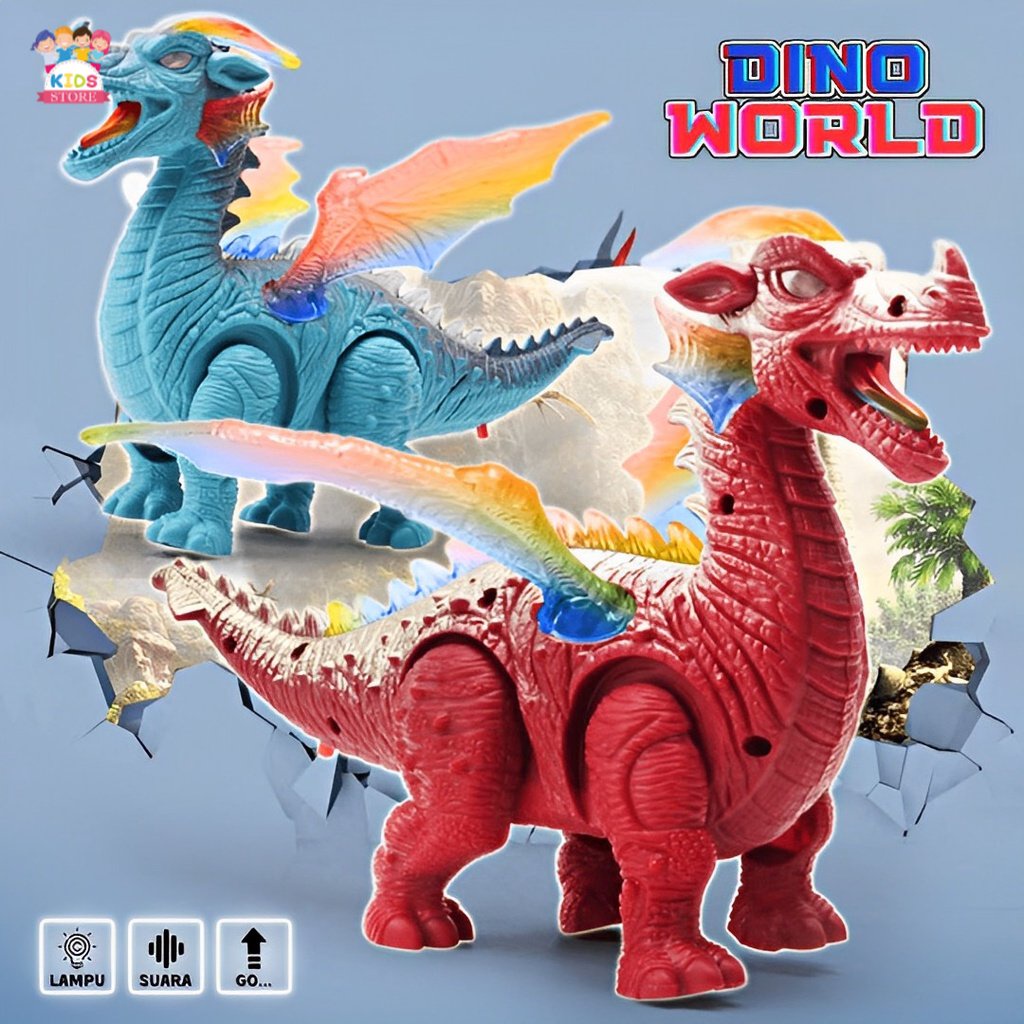 Dino World Lampu &amp; Musik Besar | Mainan Anak Laki Laki Robot Dinosaurus | Kado Ulang Tahun Anak Cowok