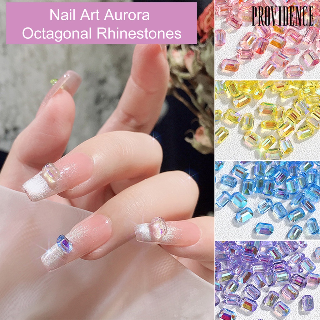 Providence 1kotak Nail Art Berlian Imitasi Bersinar Tiga Dimensi Glitter Berkilau DIY Mini 6kisi Oktagonal Kristal Imitasi Nail Art Dekorasi Wanita Pasokan