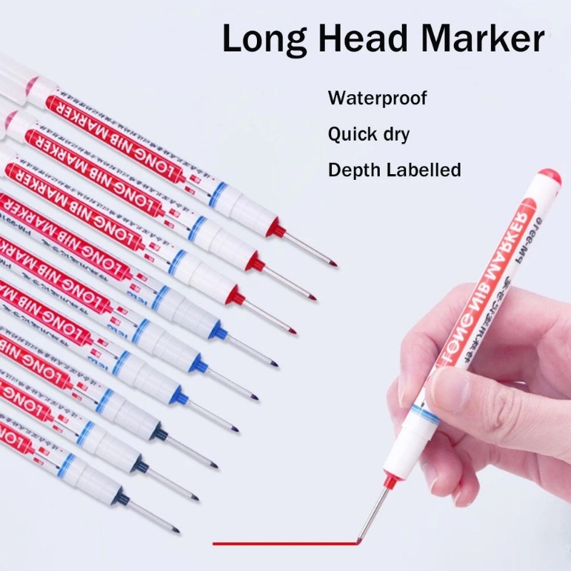 Penanda Kedalaman Kepala Panjang Serba Guna 20mm/3warna Woodworking Deep Hole Marker Pen