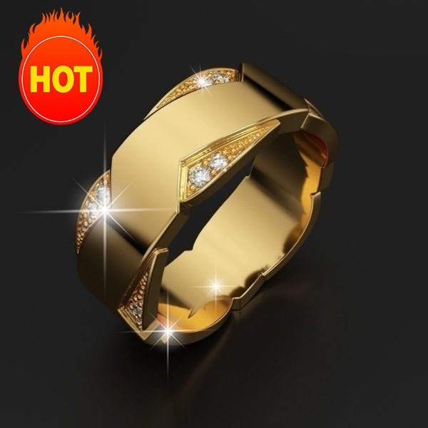 Goldkingdom Fashion Perhiasan Aksesoris Ready Stock Baru Fashion Pria Berlapis Emas 18 K Zirkon Cincin Eropa Dan Amerika Halus Pertunangan Cincin