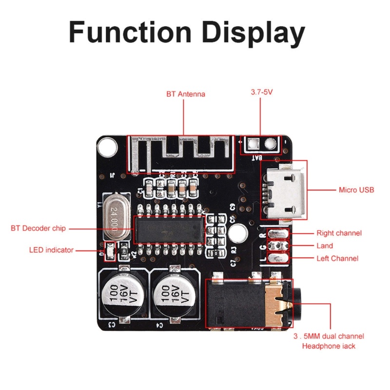 Zzz Type-C Micro- MP3 Bluetooth-ompatible Decoding Board Untuk Speaker DIY Mobil