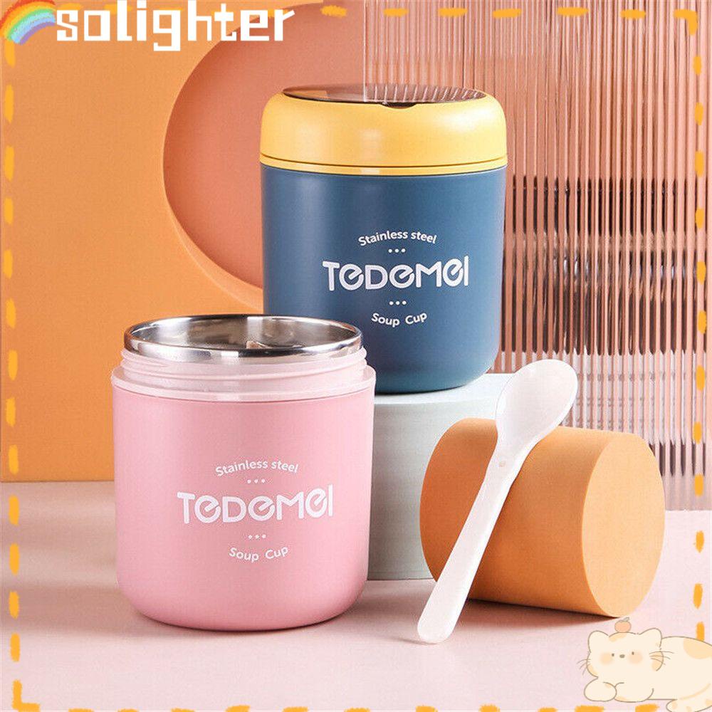 Solighter Thermal Lunch Box Pekerja Kantor Portable Dengan Sendok Wadah Makanan