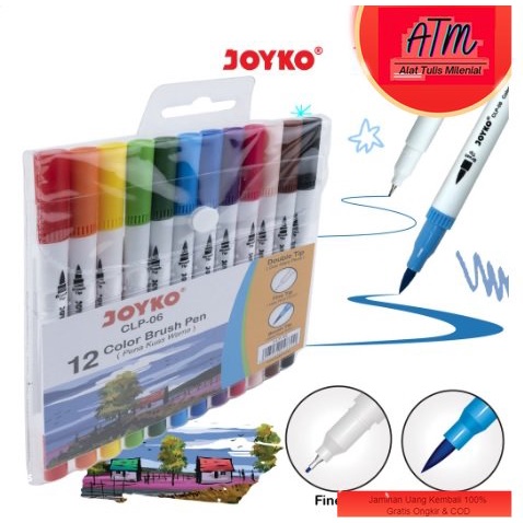

Color Brush Pen / Pena Kuas Warna Joyko CLP-06 / 12 Warna / Color
