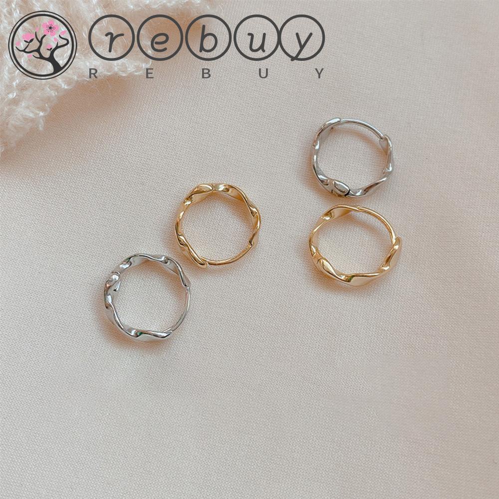 Anting Hoop Bentuk Lingkaran Geometris Gaya Korea Untuk Wanita