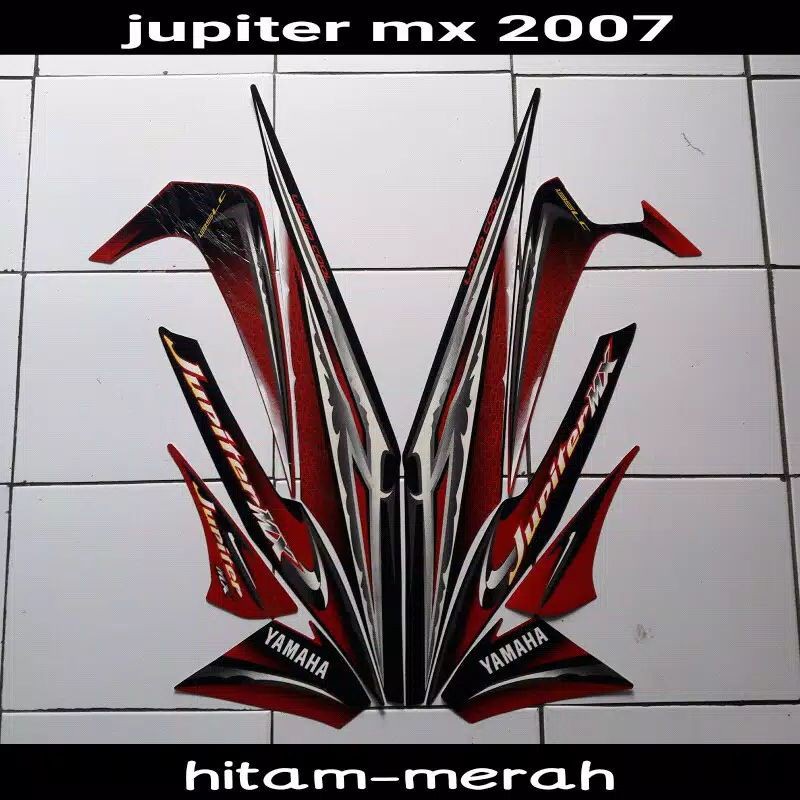 Striping sticker lis body yamaha jupiter mx old lama 135 2007 hitam merah /Stiker motor