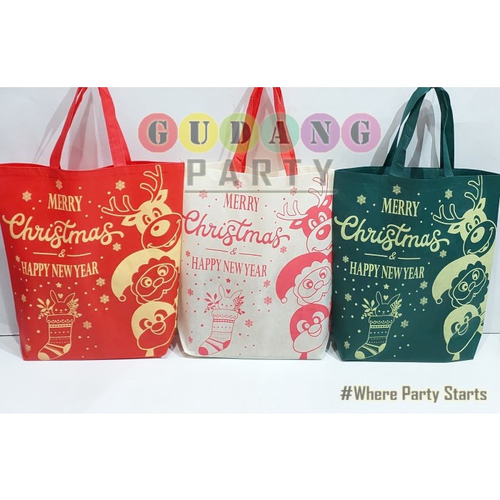 

⭐BISA COD⭐ Spunbond Jahit Gepeng Natal/Kantong Bingkisan Natal/Goody Bag Natal
