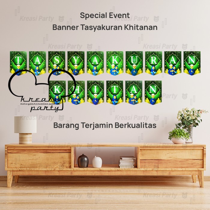 Banner Tasyakuran khitanan / Banner Khitanan / Bunting Flag Khitan