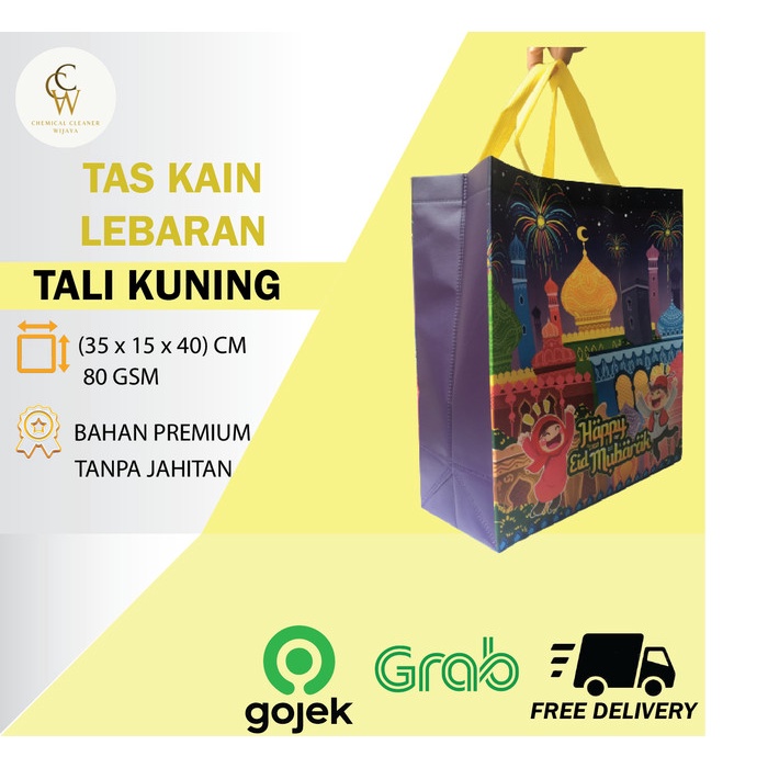 

Tas Kain Spunbond Goodie Bag Parsel Lebaran Idul Fitri Laminasi - TALI KUNING