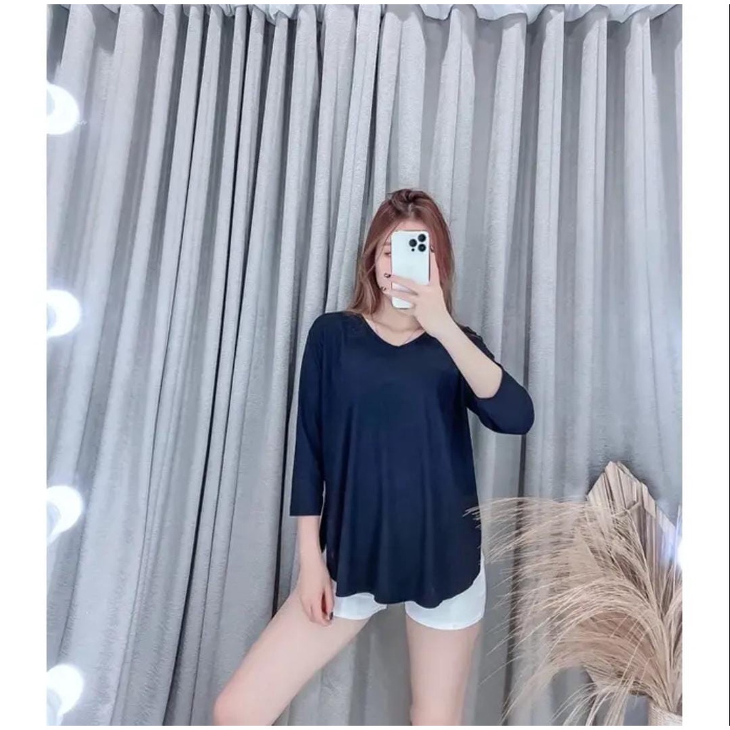 Kaos Oversize Lengan 7/8 Kaos Wanita Atasan Wanita SpandeK Apps