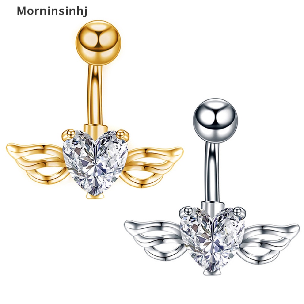 Mornin Heart Belly Button Ring Navel Surgical Steel Cincin Pusar Perhiasan Tubuh id