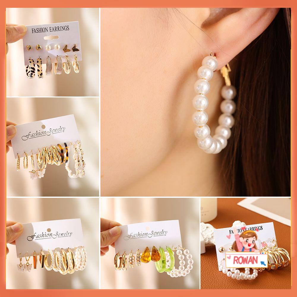 R-bunga Anting Set Hadiah Wanita Gadis Kupu-Kupu Korea Ins Gaya Geometris Vintage Perhiasan