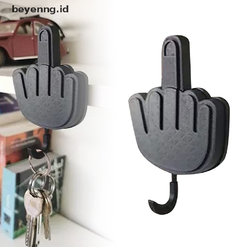 Beyen Retractable Middle Finger Hook Key Holder Wall Clothes Hanger Room Decoration Punch-Free Sticky Hook Self Adhesive Hooks as Gift ID