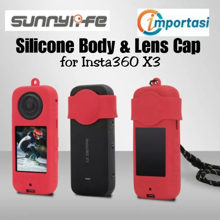SUNNYLIFE INSTA360 X3 Silicone Body Lanyard Lens Cap Protective Case