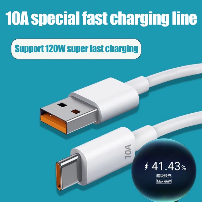 Kabel 10A USB Tipe C 120W Kabel Pengisian Super Cepat Untuk Samsung Kabel Data Universal USB C Wire Line