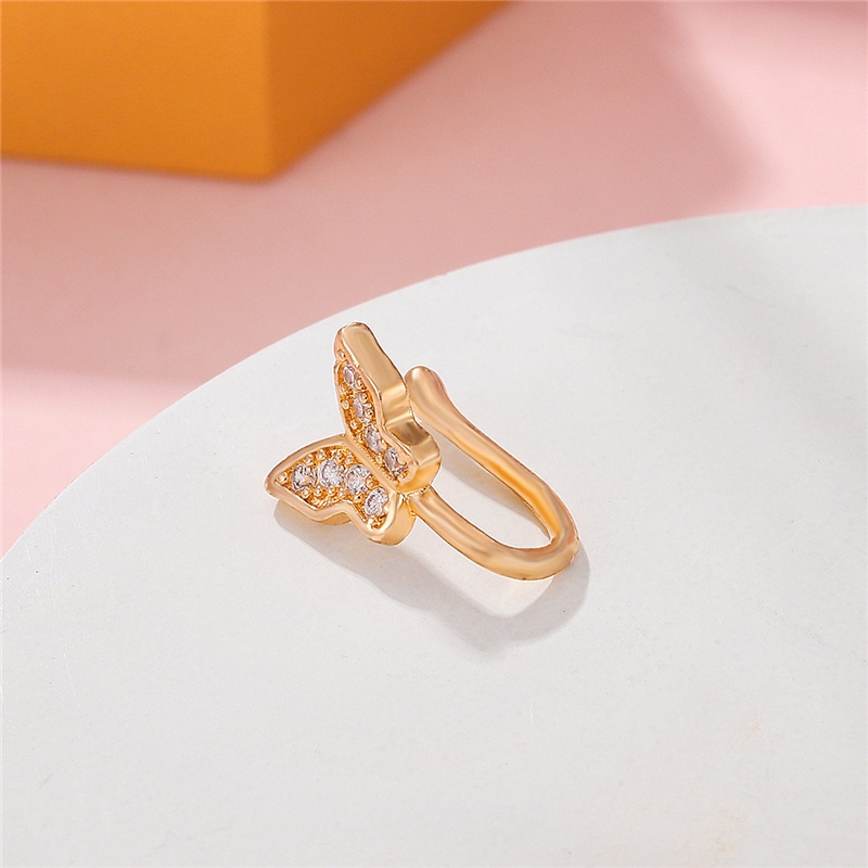 [AYBX] Wanita Fashion Non-Perforated U-Shaped Nose Clip Tindik Hidung Palsu Butterfly Rings Perhiasan SE