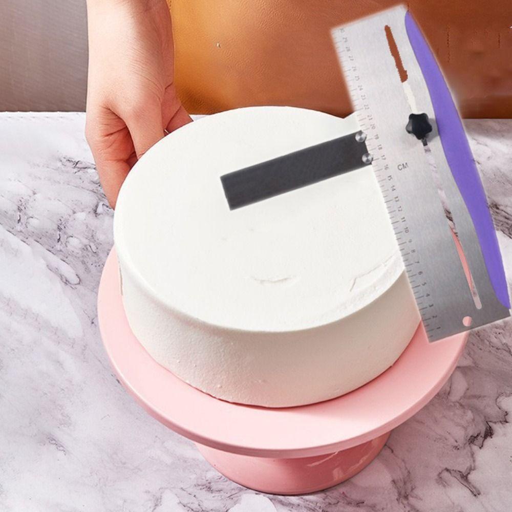 [Elegan] Scraper Kue 1PC Bahan Stainless Steel Tinggi Dapat Disesuaikan Tahan Lama Untuk Mousse Keju Rotating Baking Spatula