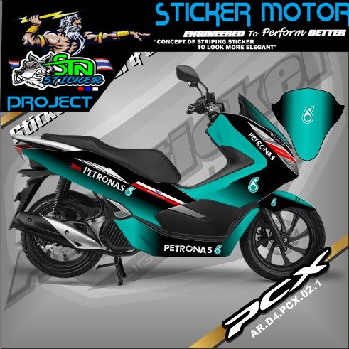 Decal Sticker Fullbody PCX 150 - Stiker Dekal Motor Honda PCX 150 Desain  PETRONAS D4 002