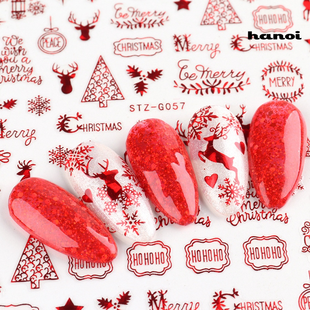 Hi Stiker Nail Art Motif Natal Efek 3D Hidup Tidak Luntur DIY Tema Xmas Stiker Nail Art Desain Manicure Untuk Perempuan