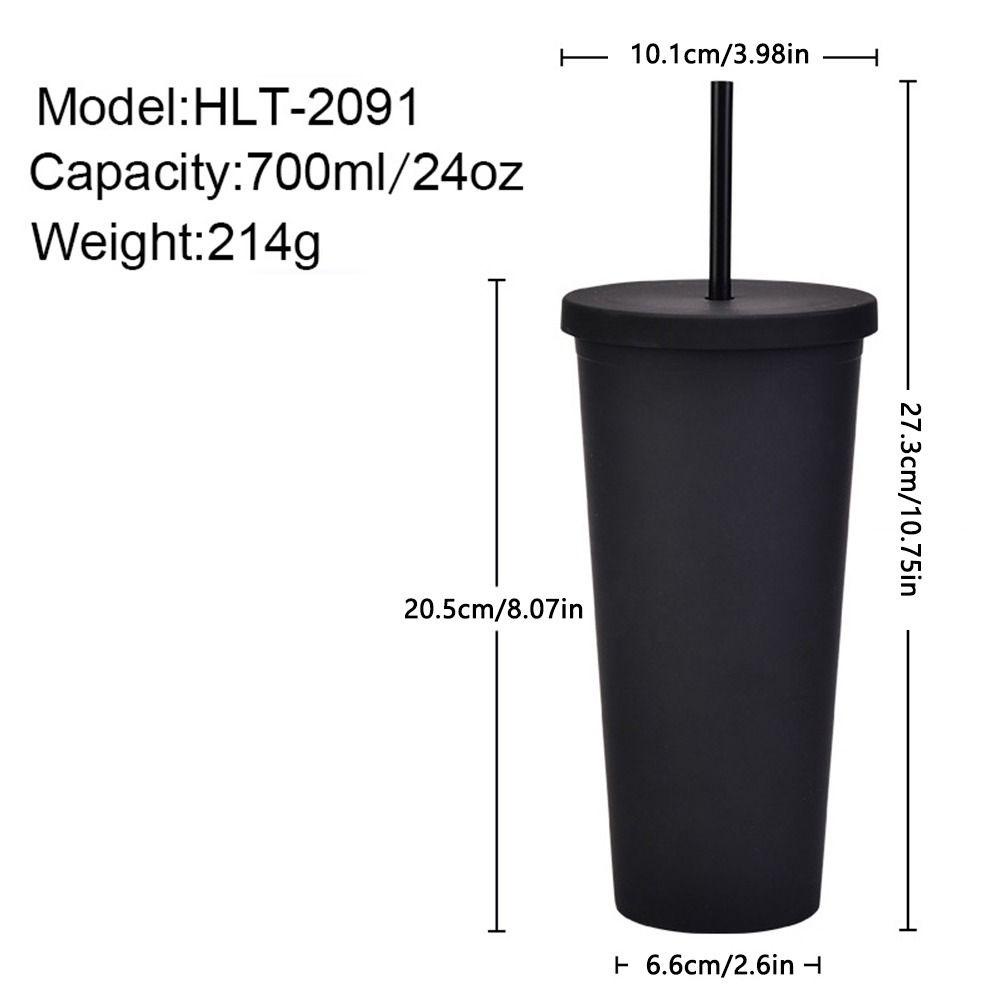 R-FLOWER Double-layer Skinny Tumbler Outdoor Dengan Tutup Insulated Drinking Cup 24oz Straight Cup