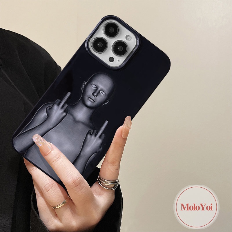 IPHONE Case Glossy Cyberpunk Lucu Kreatif Kompatibel Untuk Iphone11 14 13 12 Pro Max 7plus XR 78 Plus X XS Max SE 2020 Hitam Shockproof Halus Soft Cover