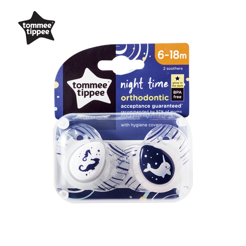 Tommee Tippee Night Time Soother Empeng Bayi 6-18M 2 Pack