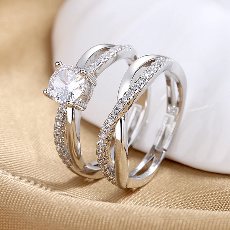 Cincin Mobius Warna Silver Untuk Pasangan Mahasiswa Desain Pita Pembukaan Cincin Perhiasan Sederhana