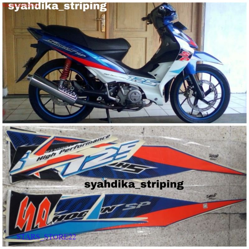 (ORI) STIKER STRIPING LIS BODY SUZUKI SHOGUN SP 125 2007-2008 BIRU KUALITAS ORIGINAL PABRIK