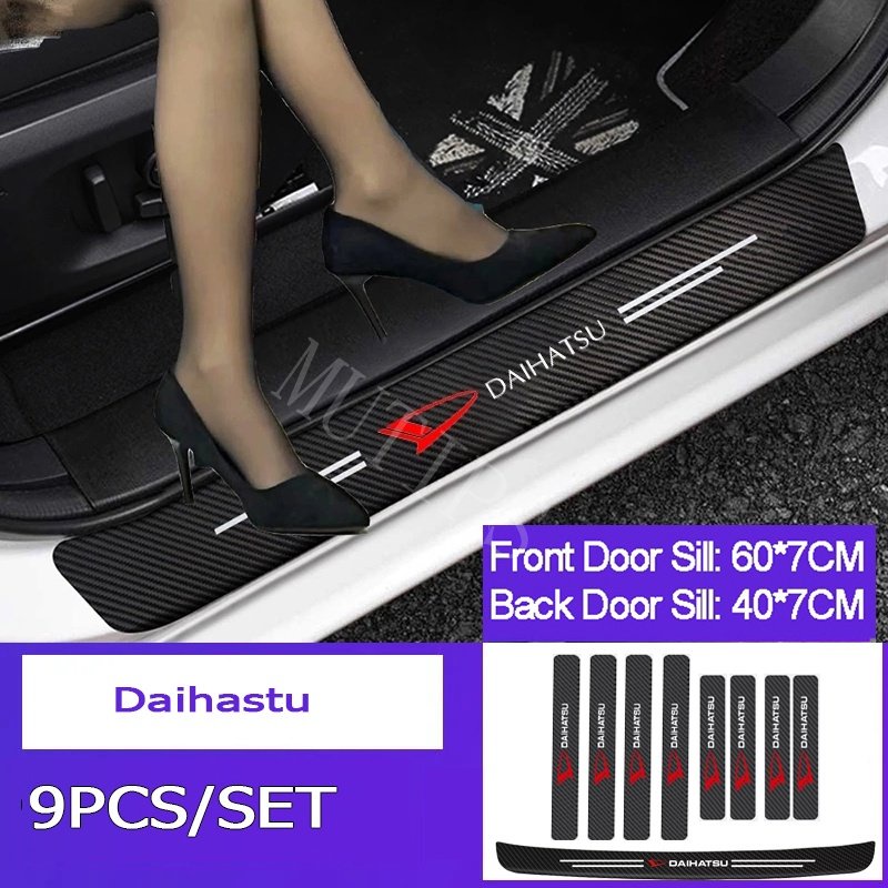 9Pcs Daihatsu Car Carbon Fiber Door Sill Protection Scratch Resistant Stickers For Ayla Ceria Classy Taft Rocky Taruna Sigra Xenia