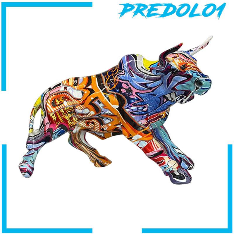 [Predolo1] Patung Banteng Graffiti Artwork Animal Untuk Meja Dekorasi Rumah Hadiah Pindah Rumah