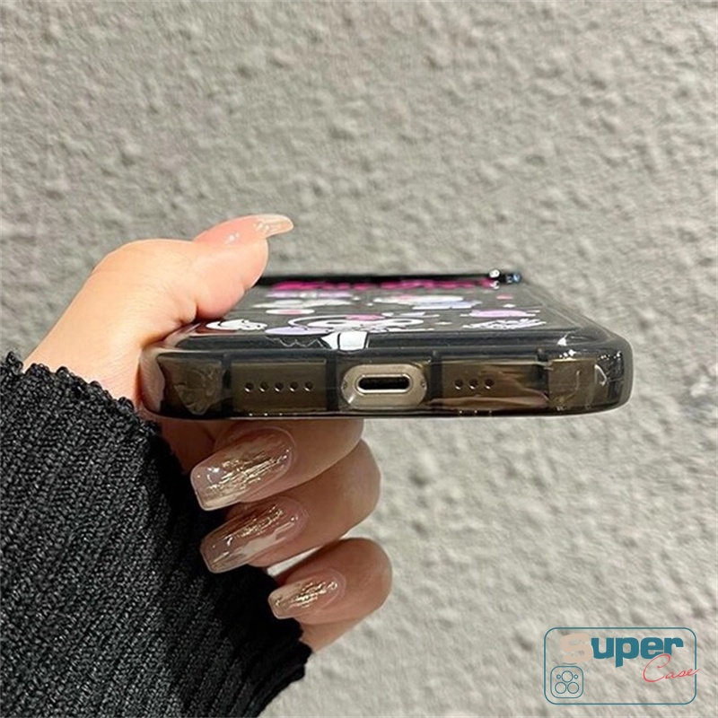 IPHONE Casing Ponsel Kuromi Lucu Kartun Kreatif Kompatibel Untuk Iphone14 13 7 8 Plus XR X11 12 14 Pro MAX XS MAX SE Indah Flip Make Up Cermin Shockproof Silicon Lembut TPU Cover