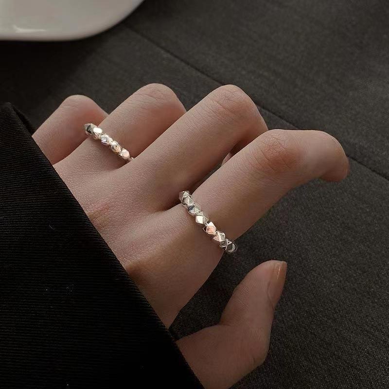 Pasang baru gaya retro pasang perak cincin pasangan perak pasangan minoritas wanita desain cincin berlapis perak pembukaan mewah ringan sederhana