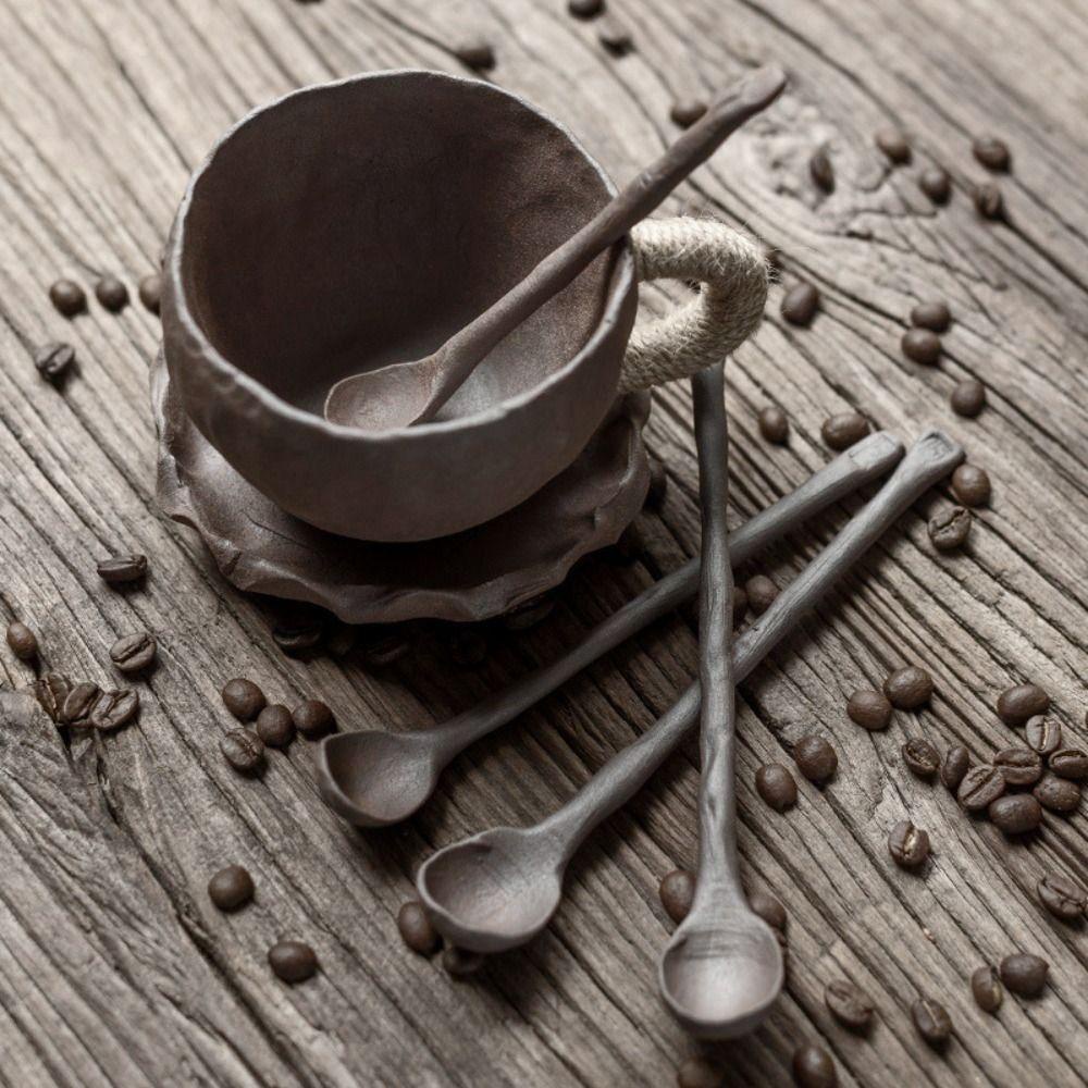 [Elegan] Sendok Kopi Aduk Keramik Retro Handmade Coffee Bean Scoop