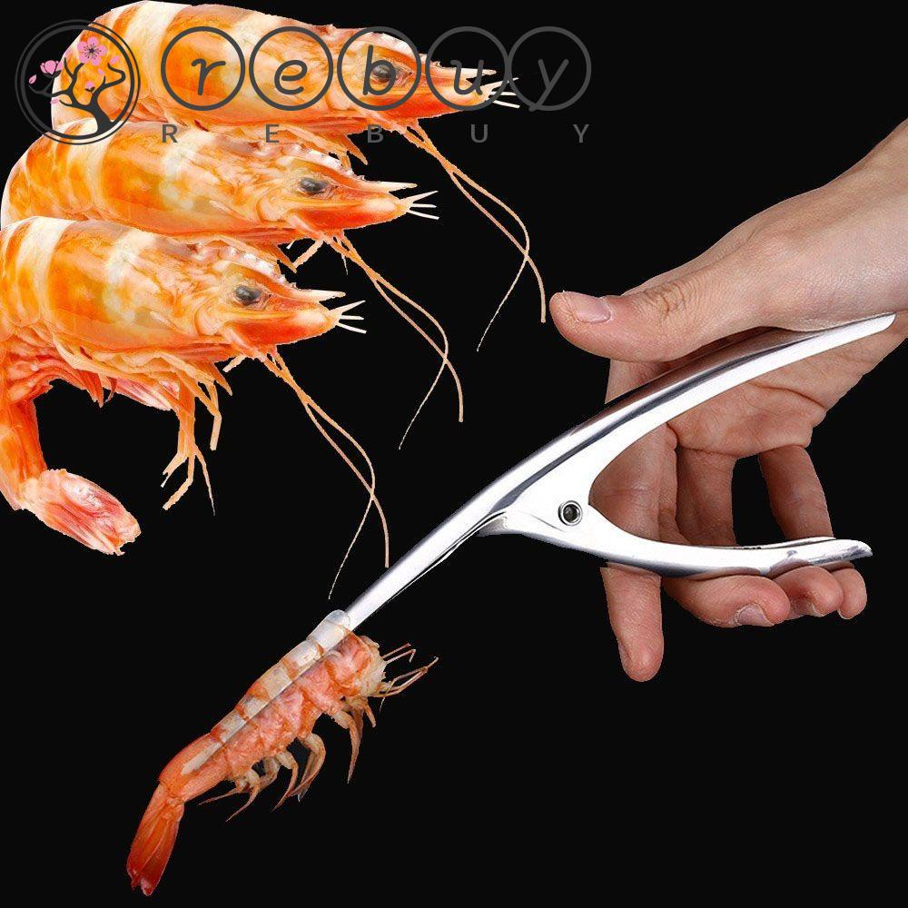 REBUY Practical Prawn Peeler Shrimp Saingace Kitchen Tools Stainless Steel Remover Cooking Deveiner Creative Device Seafood 1PC/Multicolor