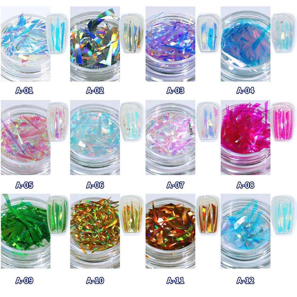 Agustina Dekorasi Nail Art Warna-Warni Cermin Glitter Decal Transfer Paper Stiker Kuku Nail Foil Film