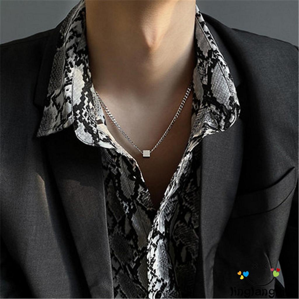 Llx-kalung Persegi Pria Titanium Steel Universal Liontin Sederhana Dan Tidak Luntur