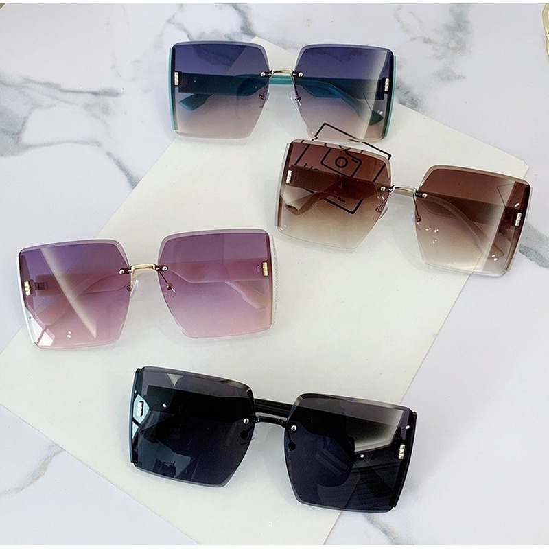 Hitam UV400 Bingkai Kacamata Hitam UV400 Bingkai Besar Bentuk Kotak Gaya Vintage Klasik Bingkai Besa