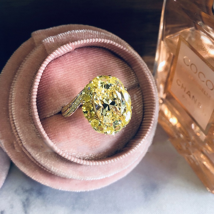 Goldkingdom Fashion Perhiasan Aksesoris Ready Stock Mewah Cadenza Bao Asche Berlian Kuning Cincin Yang Dapat Disesuaikan Kreatif Telur Angsa Berbentuk Karat Besar Pertunangan Cincin Untuk Wanita