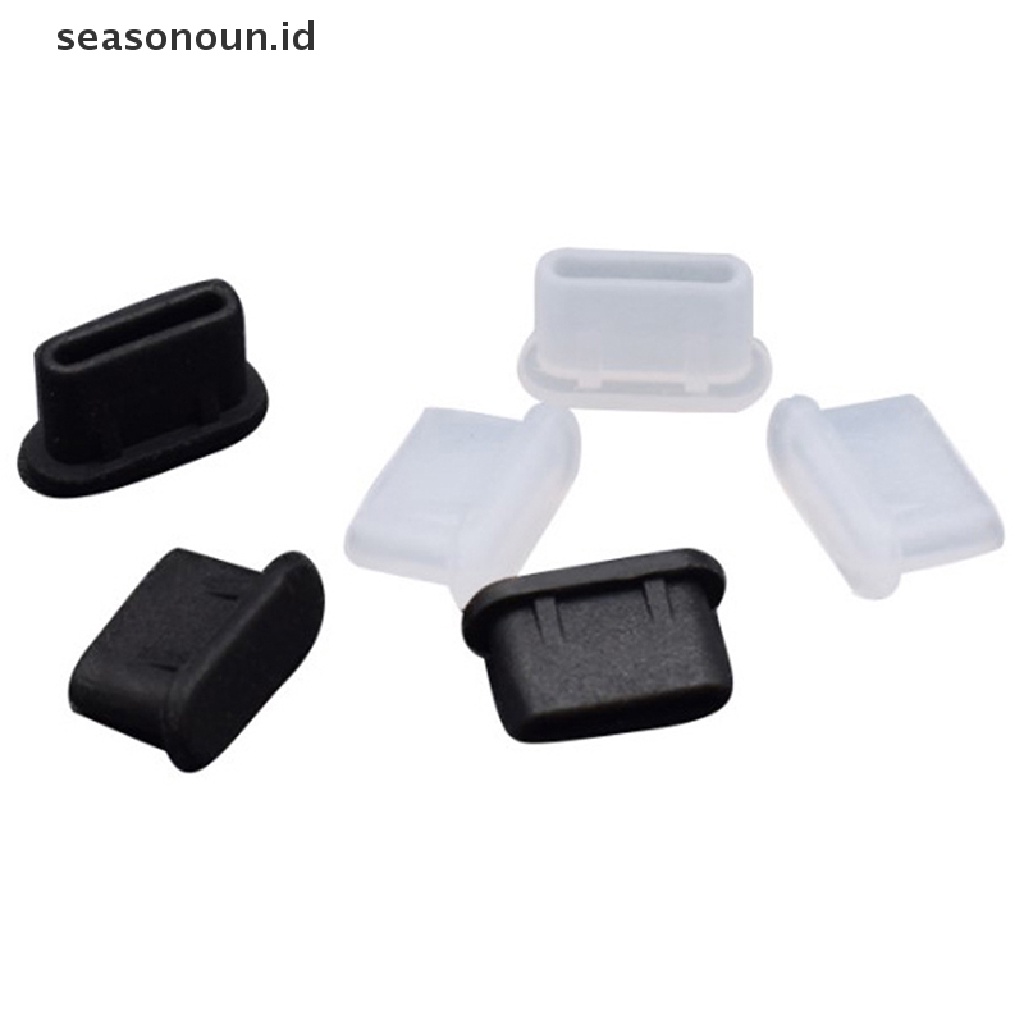 Seasonoun 10PCS Plug Debu Tipe-C USB Charging Port Protector Penutup Silikon Untuk Aksesoris Telepon.